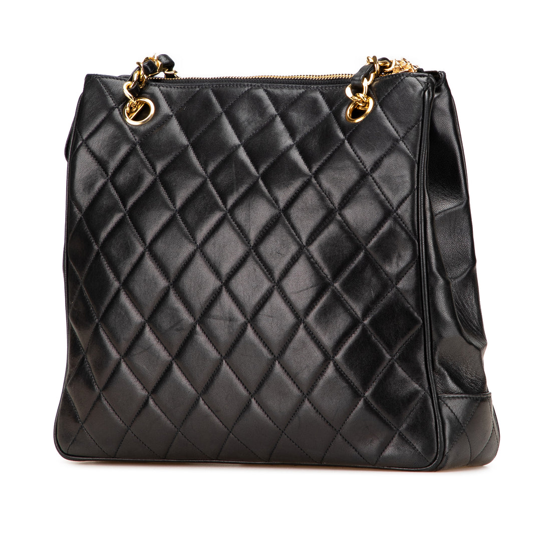 Quilted Lambskin CC Charm Tote Black - Gaby Paris