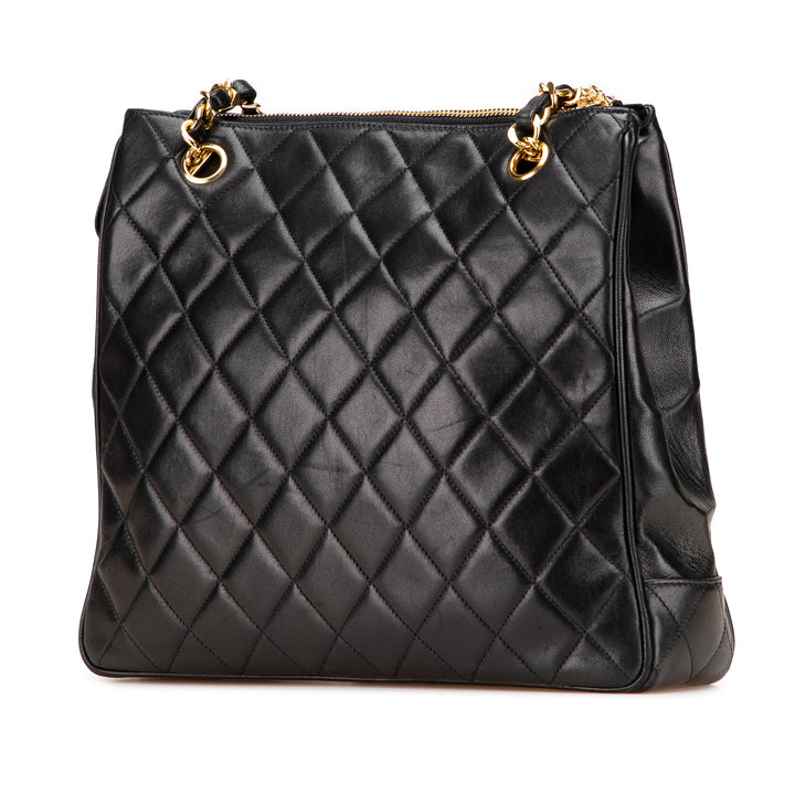 Quilted Lambskin CC Charm Tote Black - Gaby Paris