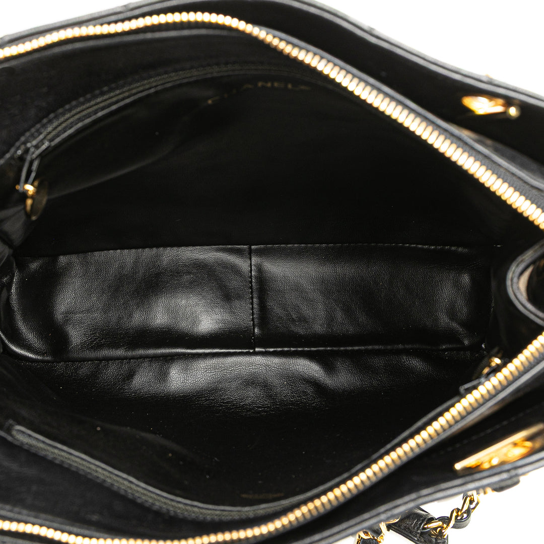 Quilted Lambskin CC Charm Tote Black - Gaby Paris