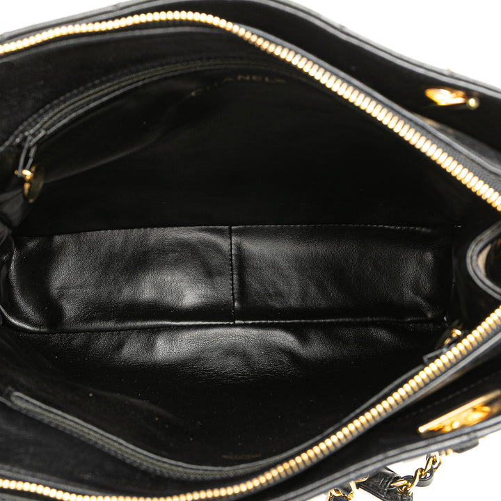 Quilted Lambskin CC Charm Tote Black - Gaby Paris