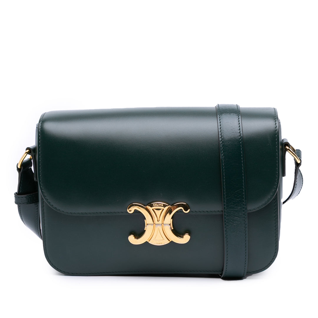 Celine Classique Shiny Cuir de veau Triomphe Sac porté croisé Vert – GABY PARIS Authentique