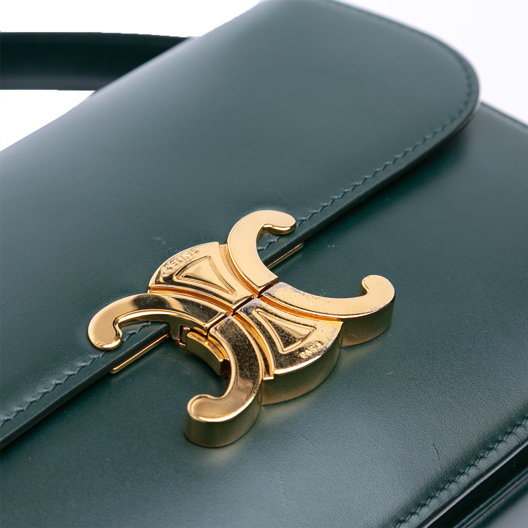 Celine Classique Shiny Cuir de veau Triomphe Sac porté croisé Vert – GABY PARIS Authentique