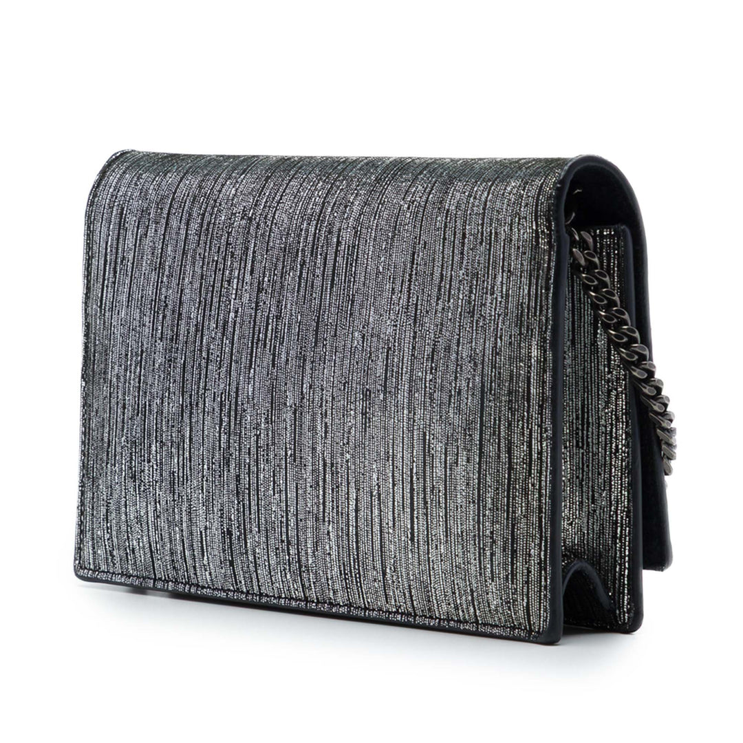 Métallisé Kate Pompon Wallet on Chain Argenté