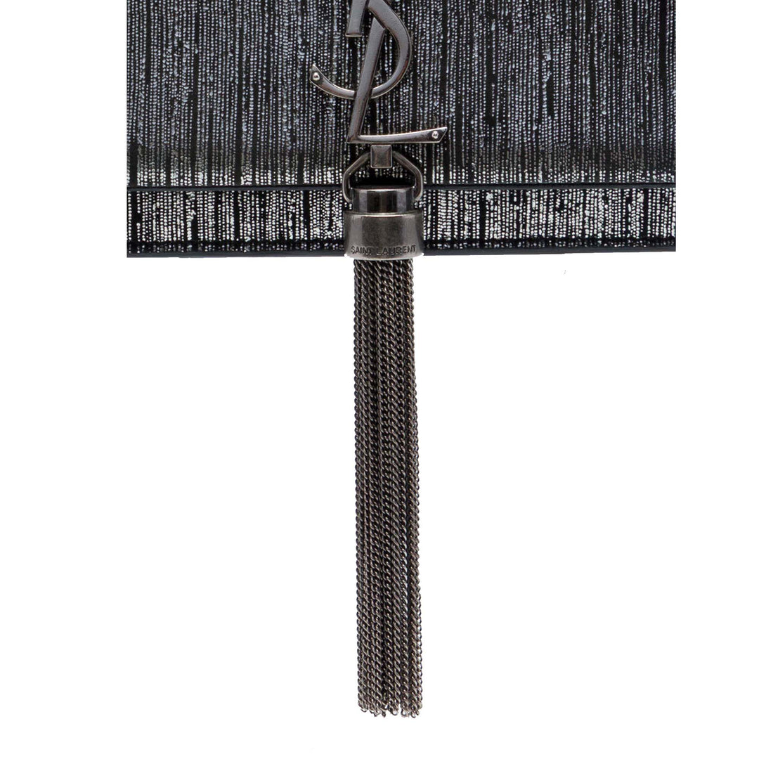 Métallisé Kate Pompon Wallet on Chain Argenté