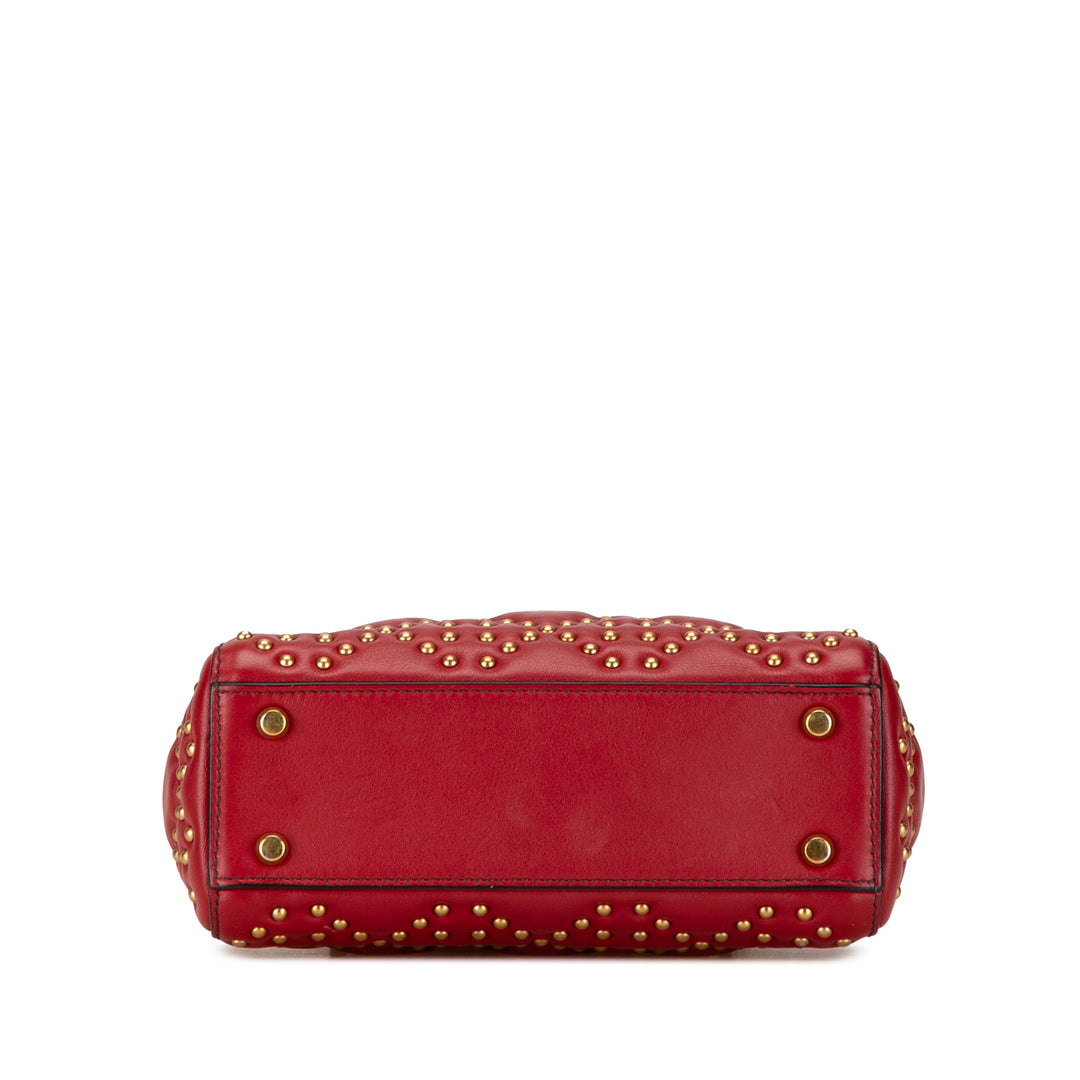 Mini Lambskin Cannage Studded Supple Lady Dior Red - Gaby Paris