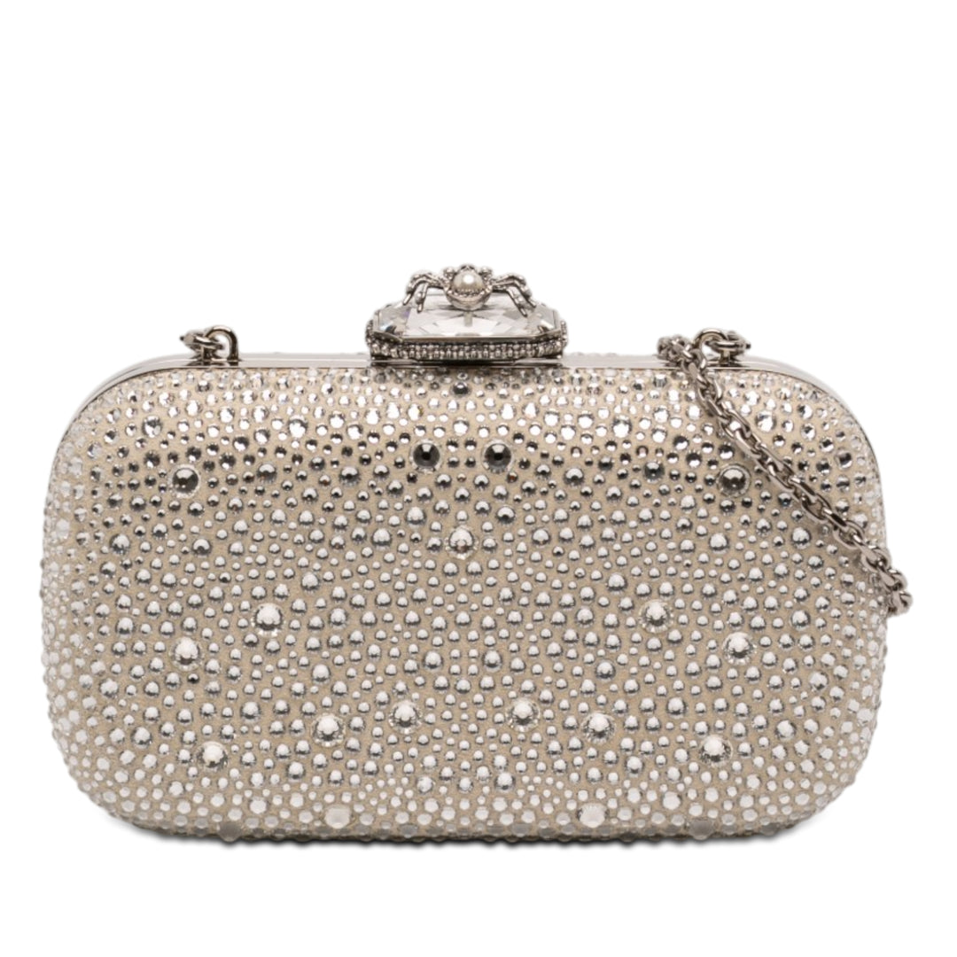 Alexander McQueen Cristal Embellished Satin Spider Pochette
