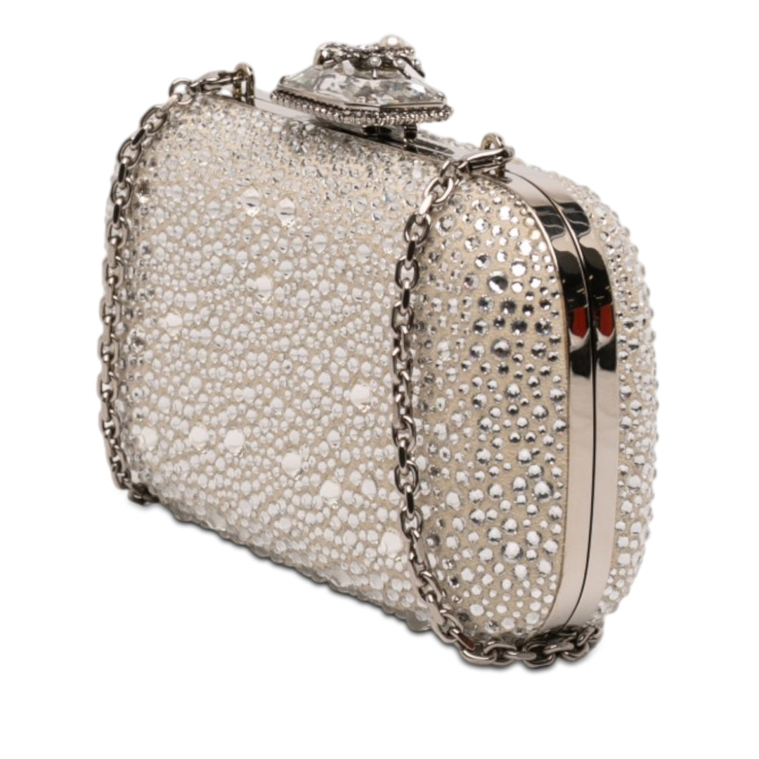 Alexander McQueen Cristal Embellished Satin Spider Pochette