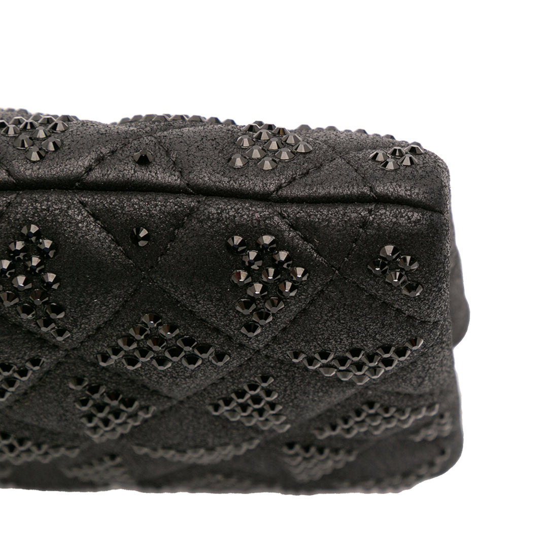 CC Quilted Iridescent Lambskin Crystal Long Clutch Black - Gaby Paris