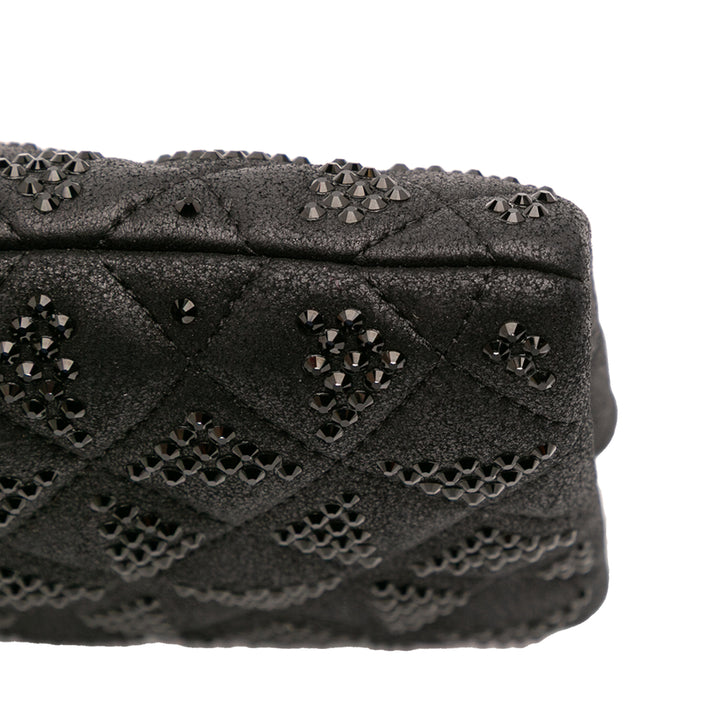 CC Quilted Iridescent Lambskin Crystal Long Clutch Black - Gaby Paris
