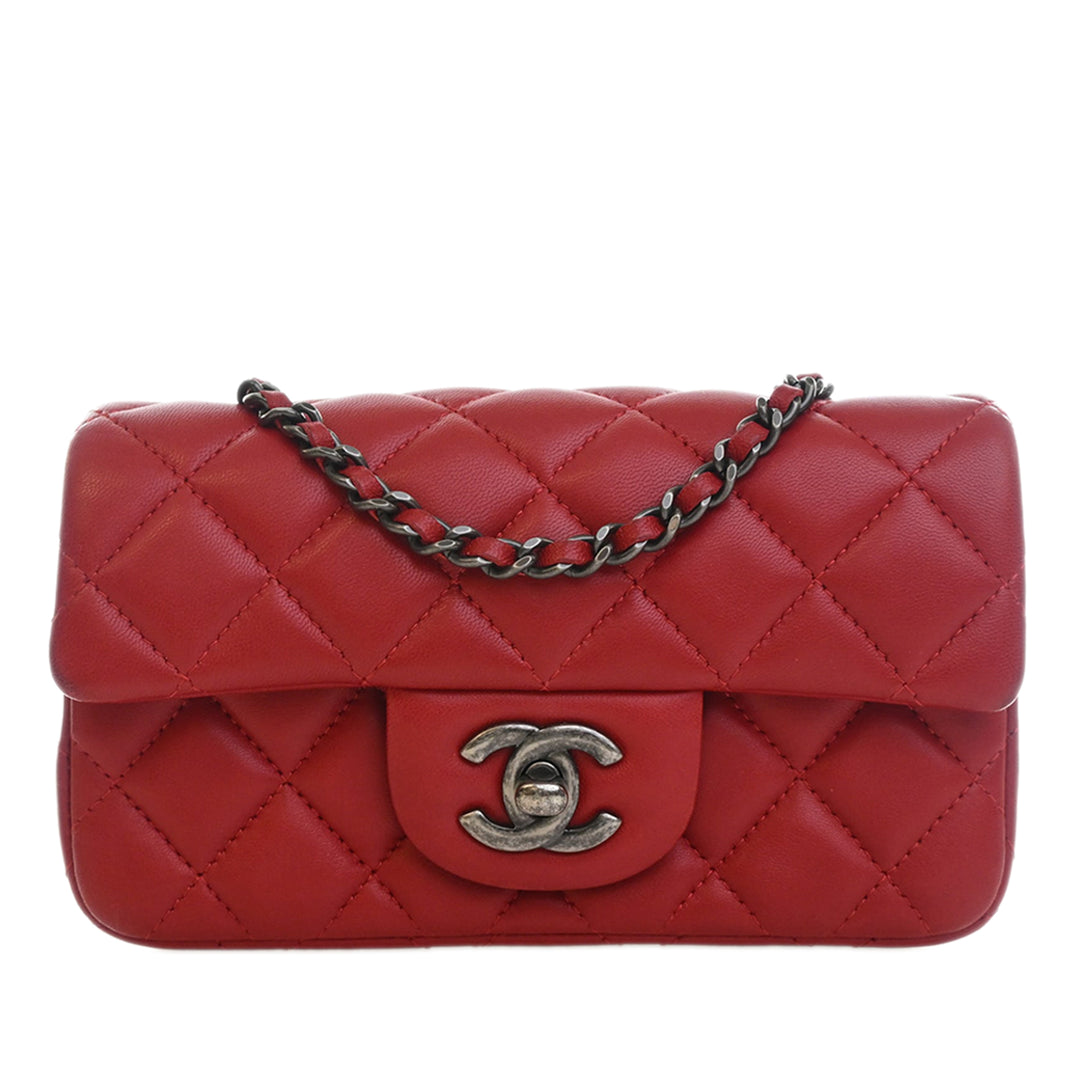 Chanel Extra Mini Rectangular Classic Cuir d’agneau Simple rabat