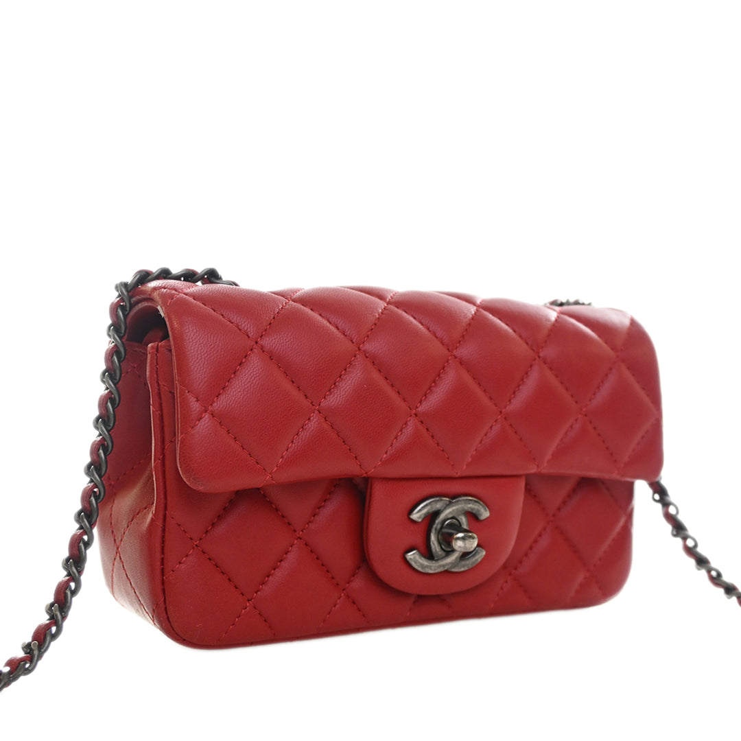 Chanel Extra Mini Rectangular Classic Cuir d’agneau Simple rabat