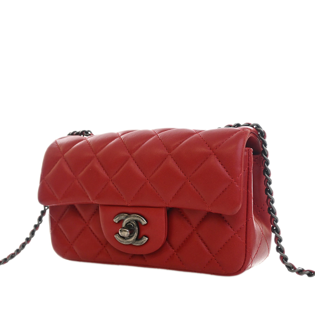 Chanel Extra Mini Rectangular Classic Cuir d’agneau Simple rabat