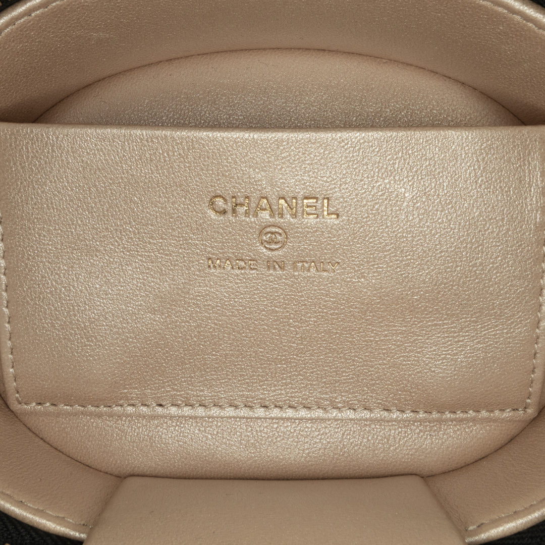CC Lambskin Ruched Oval Top Handle Bag Black - Gaby Paris