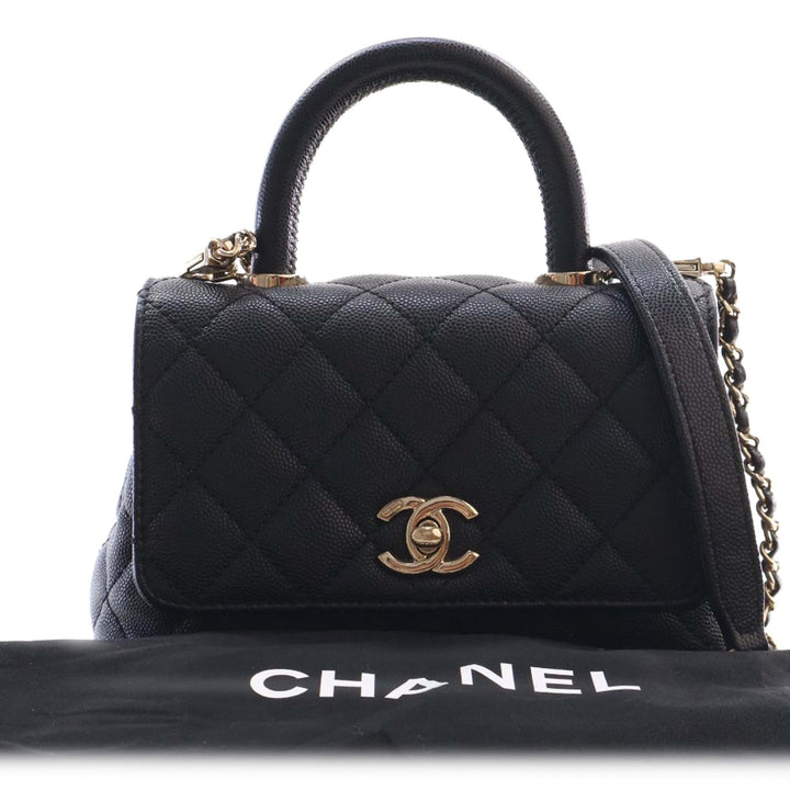 Chanel Extra Mini Matelassé Caviar Coco sac à anse supérieure