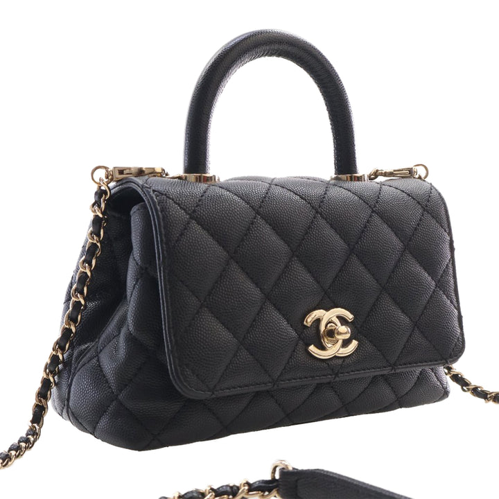 Chanel Extra Mini Matelassé Caviar Coco sac à anse supérieure