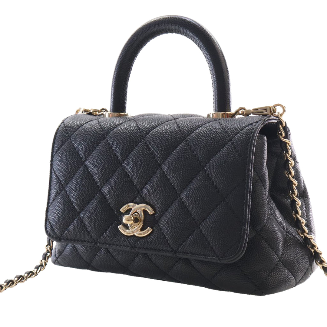 Chanel Extra Mini Matelassé Caviar Coco sac à anse supérieure