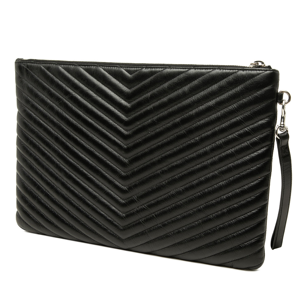 Saint Laurent Étui Chevron Document Noir – vue 2 – GABY PARIS
