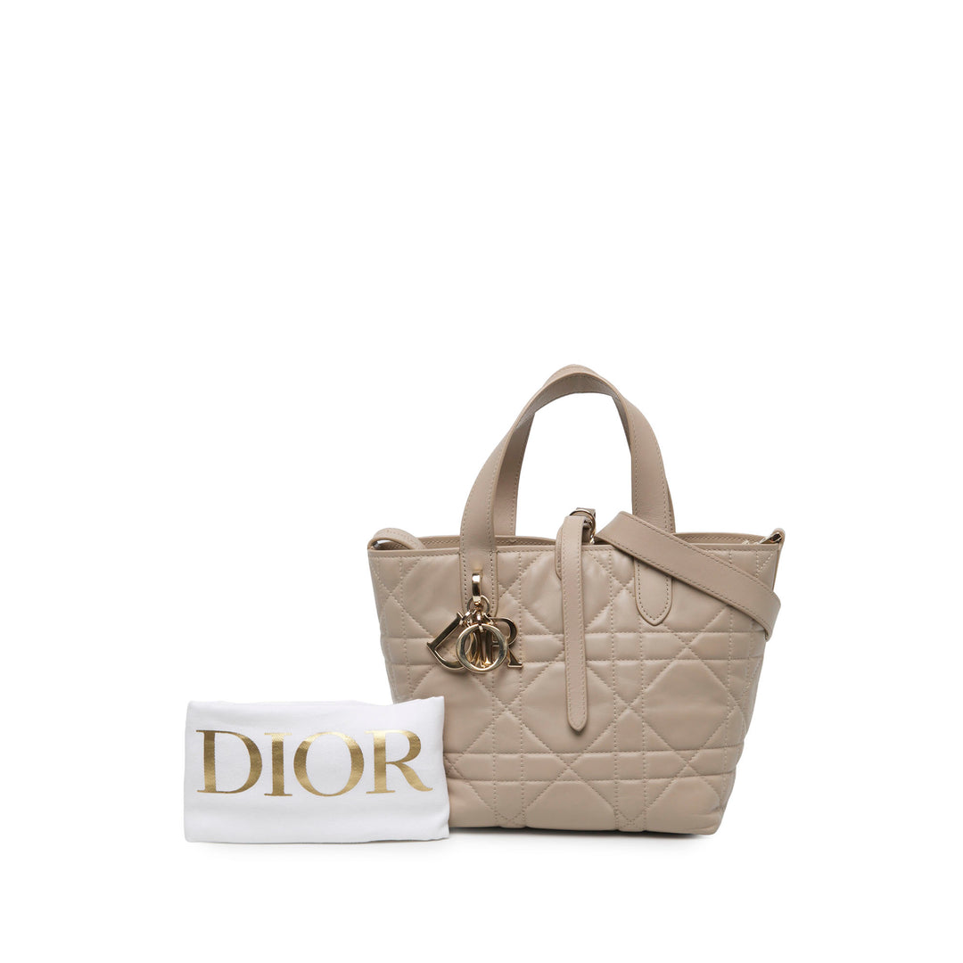 Dior Sac à main Macrocannage Toujours Petit Cuir de veau Beige – vue 6 – GABY PARIS