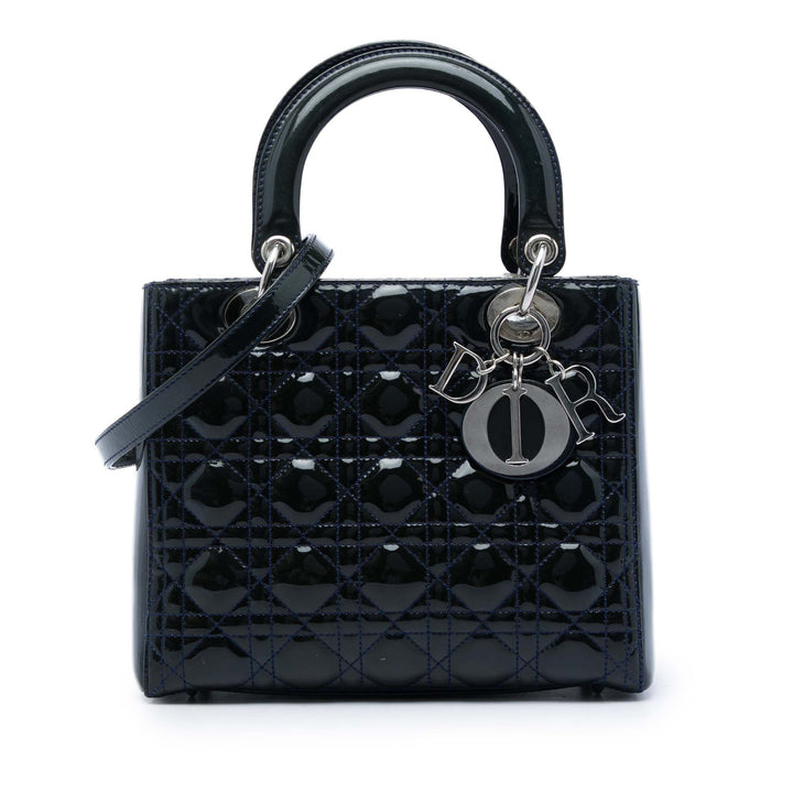 Dior Medium Cuir verni Cannage Lady Dior