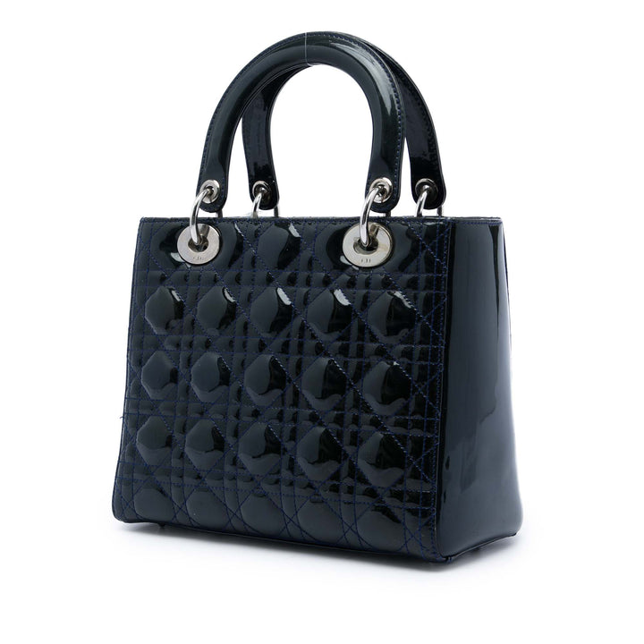 Dior Medium Cuir verni Cannage Lady Dior