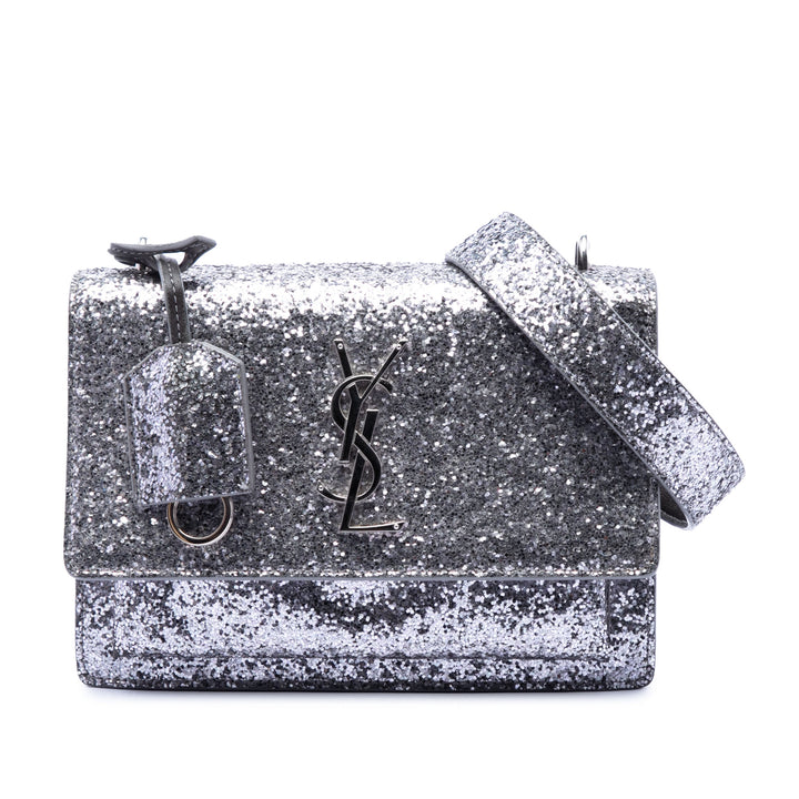 Saint Laurent Small Glitter Cuir Monogram Sunset Sac porté croisé