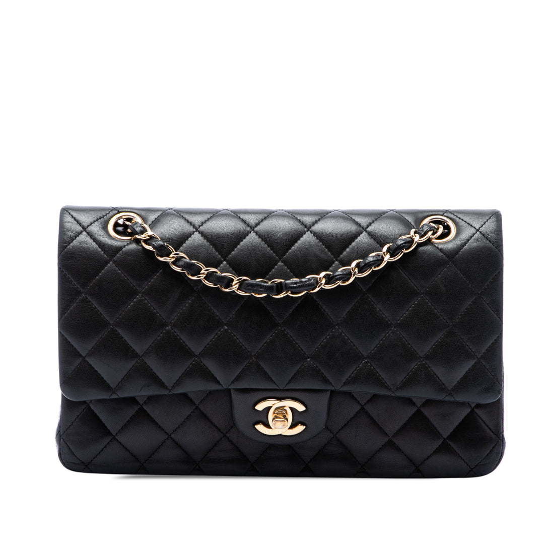 Classic Double rabat Moyen Cuir d'agneau Noir