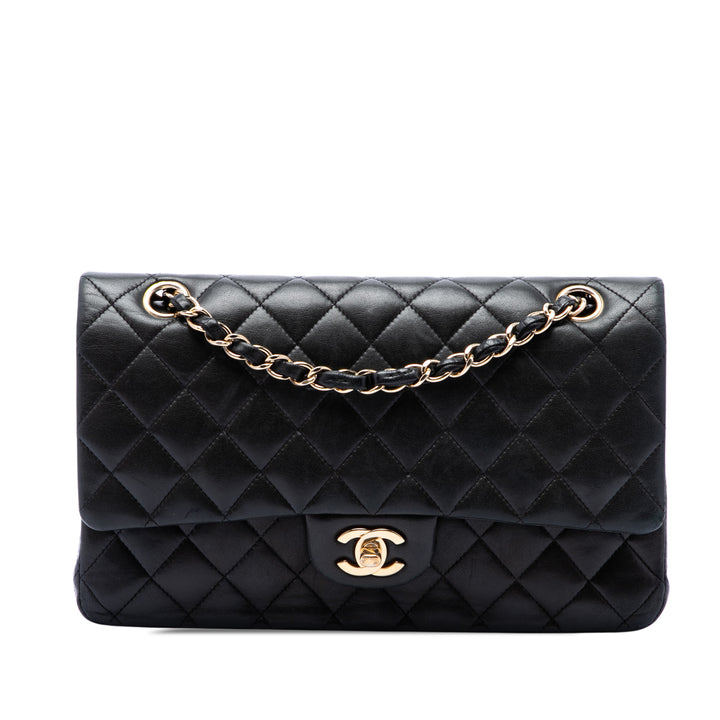 Classic Double rabat Moyen Cuir d'agneau Noir