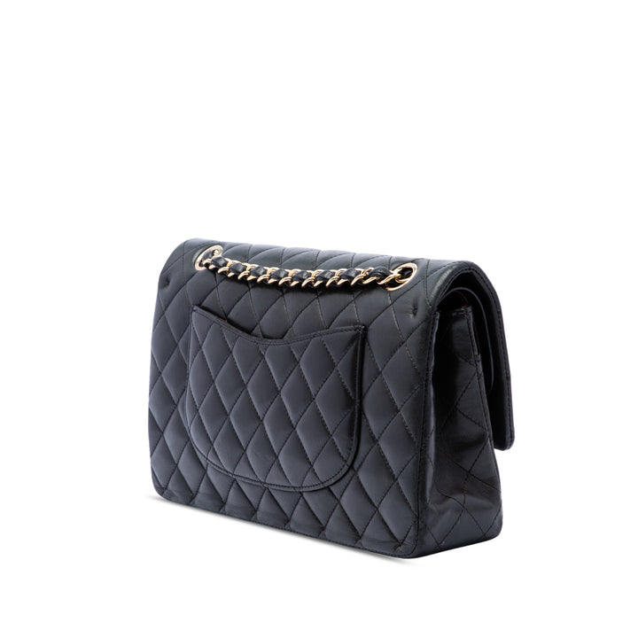 Classic Double rabat Moyen Cuir d'agneau Noir