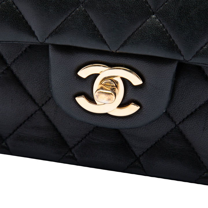 Classic Double rabat Moyen Cuir d'agneau Noir