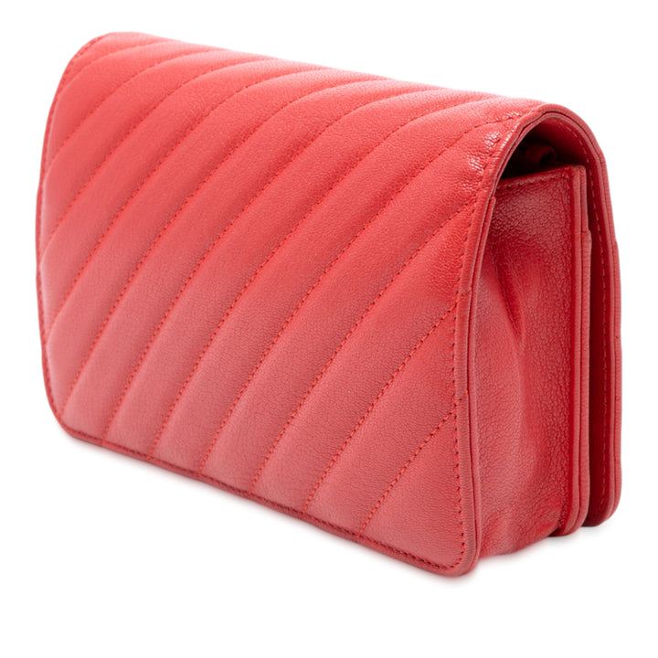 Chanel CC Diagonal Matelassé Cuir de chèvre Wallet on Chain