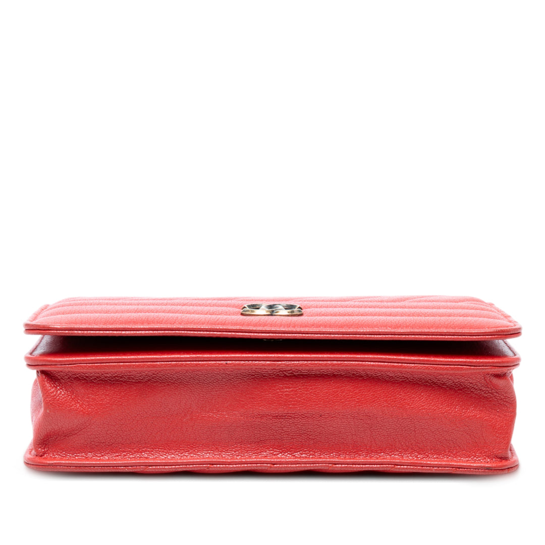 Chanel CC Diagonal Matelassé Cuir de chèvre Wallet on Chain