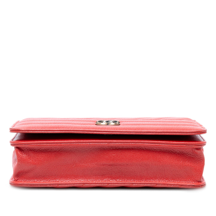 Chanel CC Diagonal Matelassé Cuir de chèvre Wallet on Chain