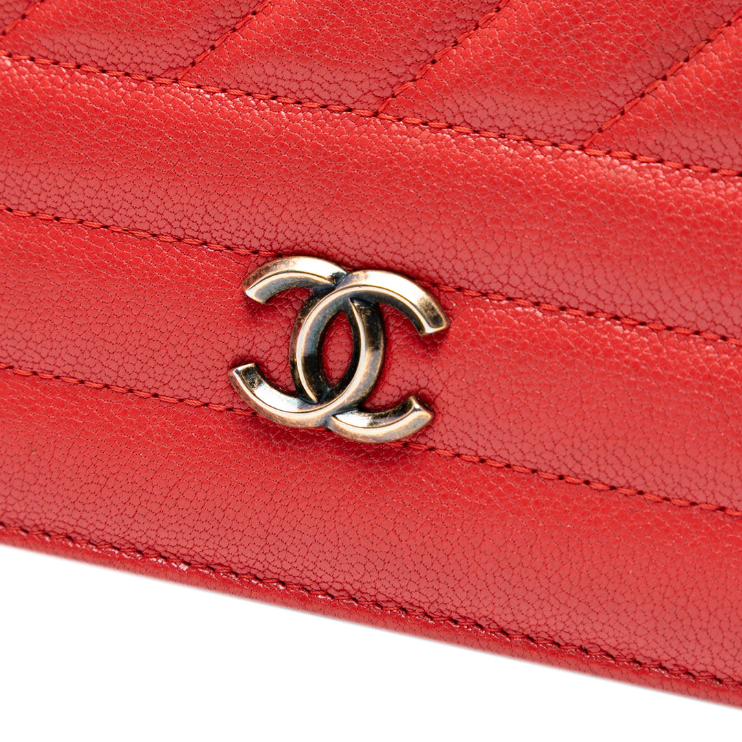 Chanel CC Diagonal Matelassé Cuir de chèvre Wallet on Chain