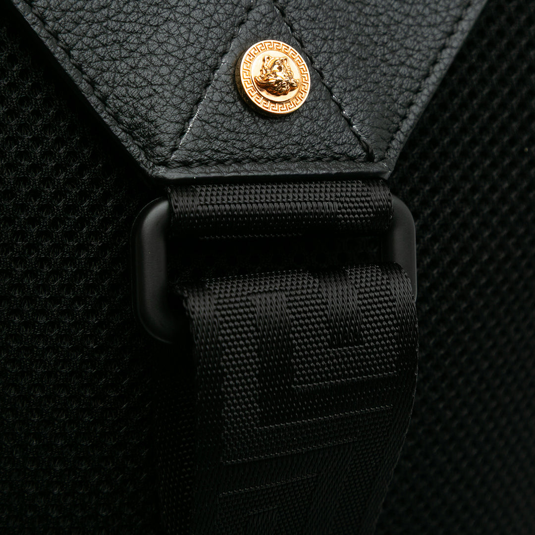 Grained Calfskin Medusa Sling Bag Black - Gaby Paris