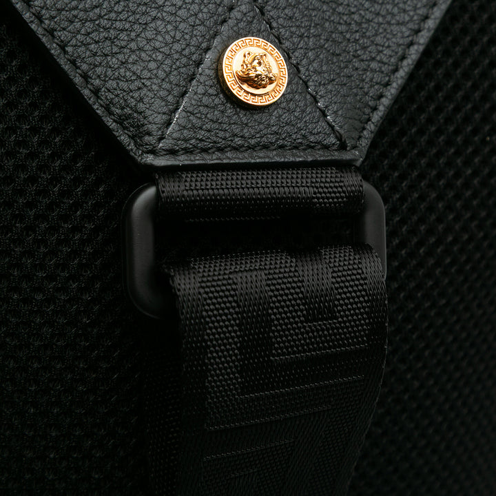 Grained Calfskin Medusa Sling Bag Black - Gaby Paris