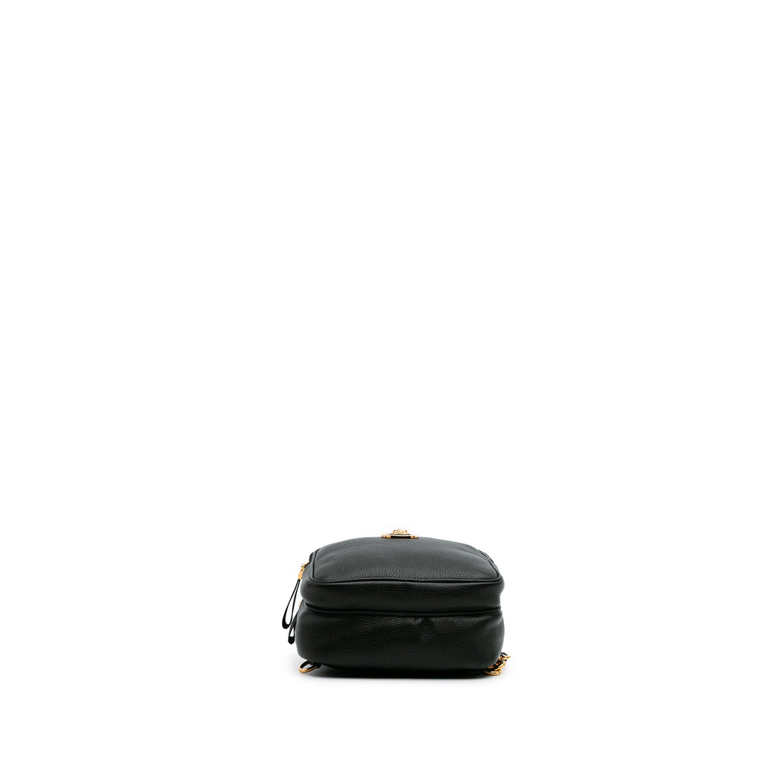 Grained Calfskin Medusa Sling Bag Black - Gaby Paris
