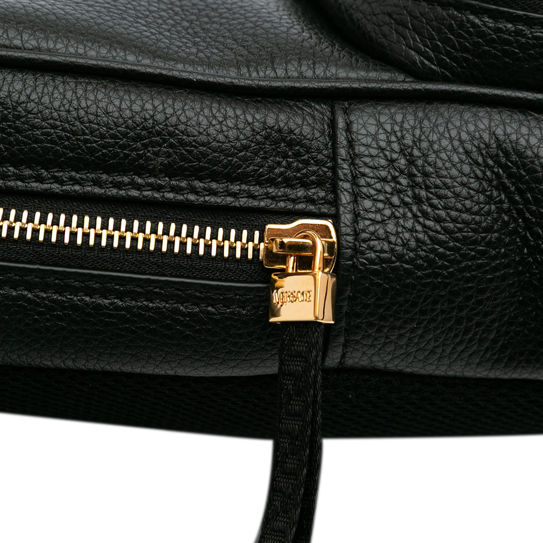 Grained Calfskin Medusa Sling Bag Black - Gaby Paris