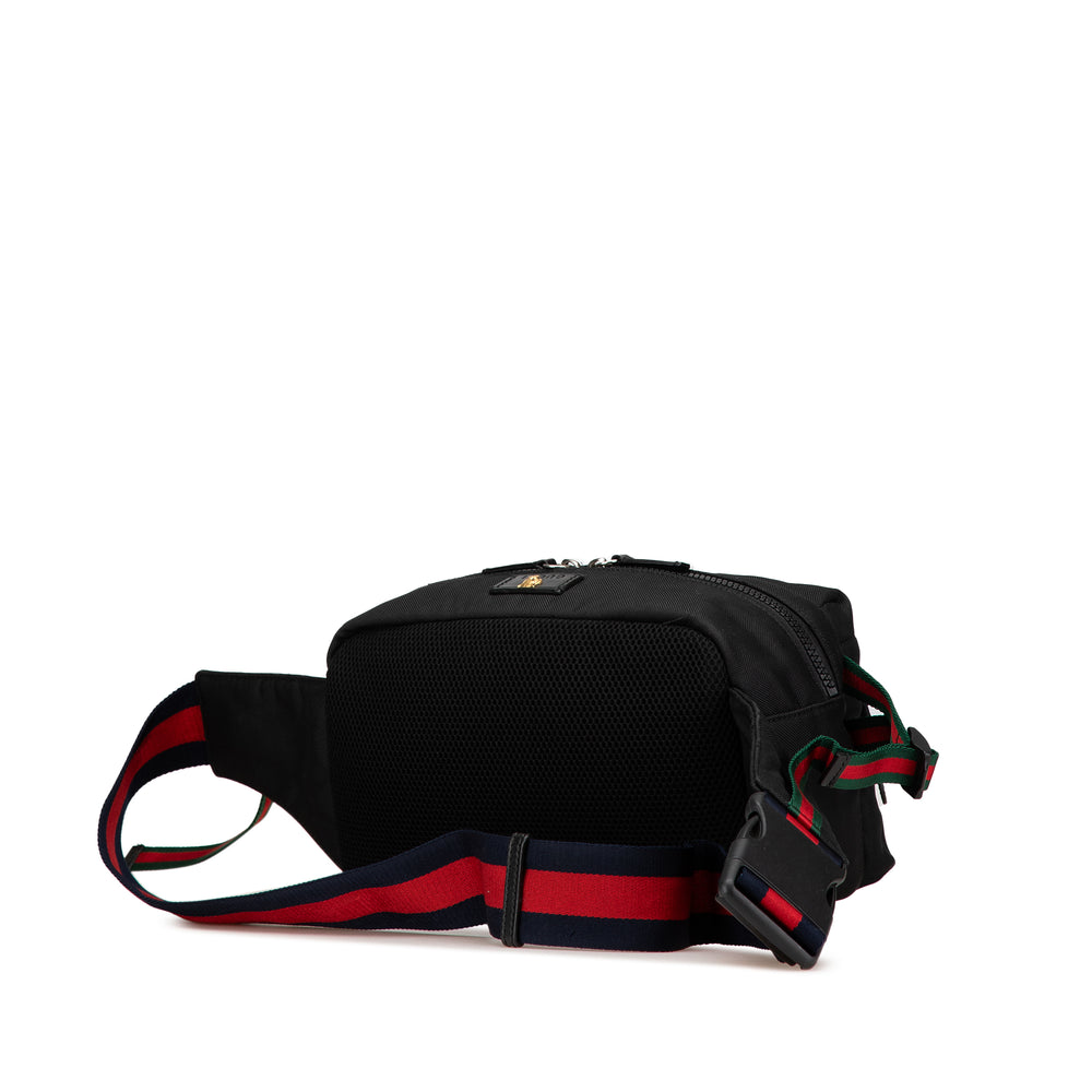 Techno Canvas Web L Aveugle Par Amour Embroidered Belt Bag Black - Gaby Paris