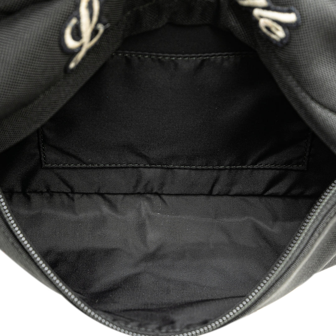 Techno Canvas Web L Aveugle Par Amour Embroidered Belt Bag Black - Gaby Paris
