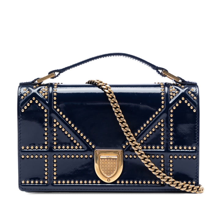 Dior Cuir verni clouté Diorama anse supérieure Wallet on Chain