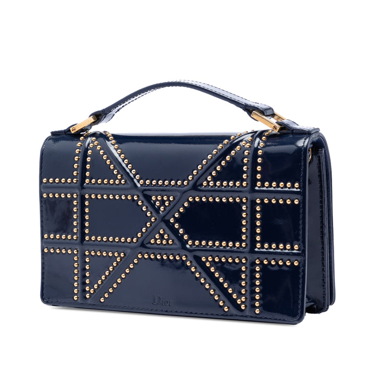 Dior Cuir verni clouté Diorama anse supérieure Wallet on Chain