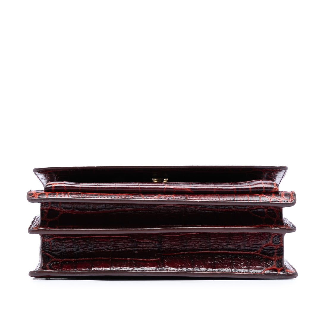 Saint Laurent Medium Croc embossé Cuir Monogram Sunset Sac porté croisé