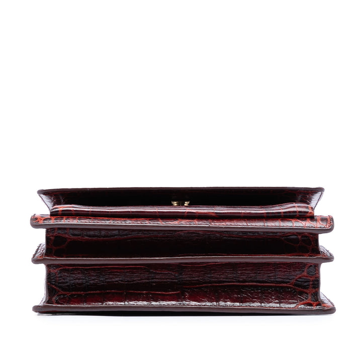 Saint Laurent Medium Croc embossé Cuir Monogram Sunset Sac porté croisé