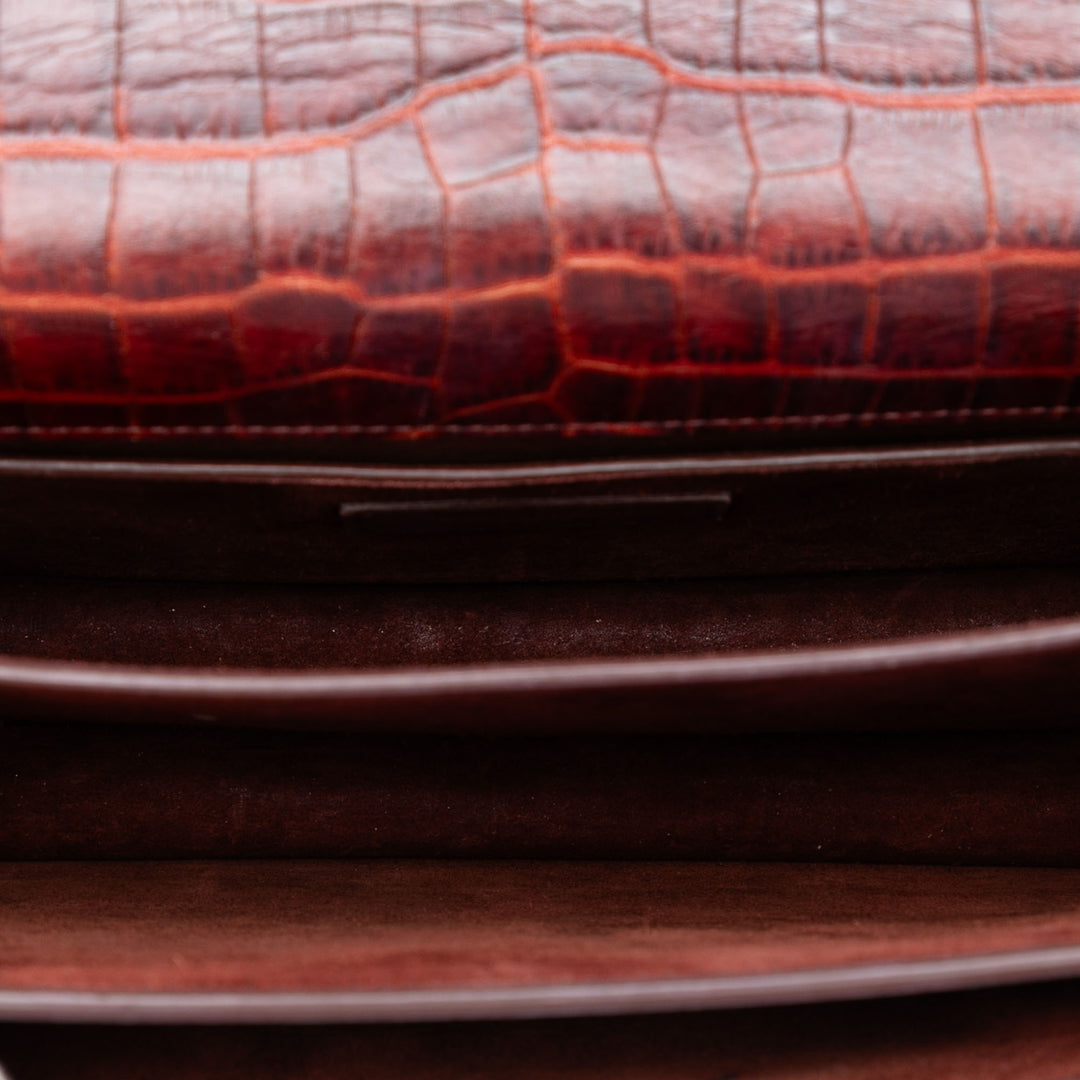 Saint Laurent Medium Croc embossé Cuir Monogram Sunset Sac porté croisé