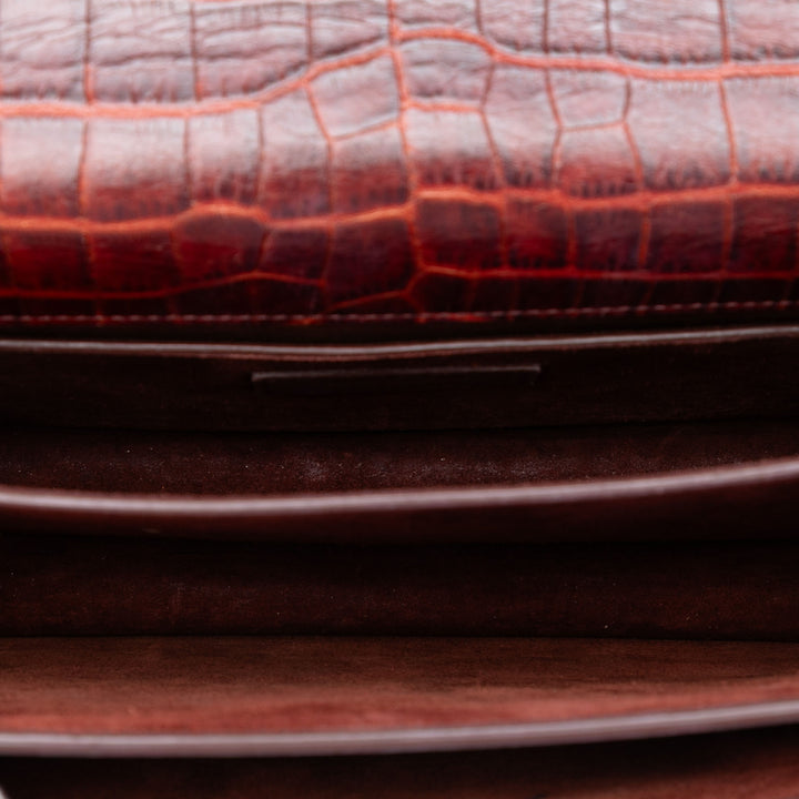 Saint Laurent Medium Croc embossé Cuir Monogram Sunset Sac porté croisé