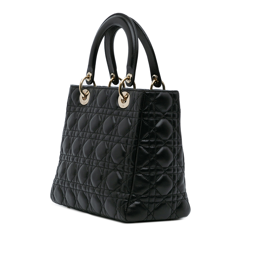 Dior Medium Cuir d’agneau Cannage Pearl Lady Dior Noir – GABY PARIS Authentique