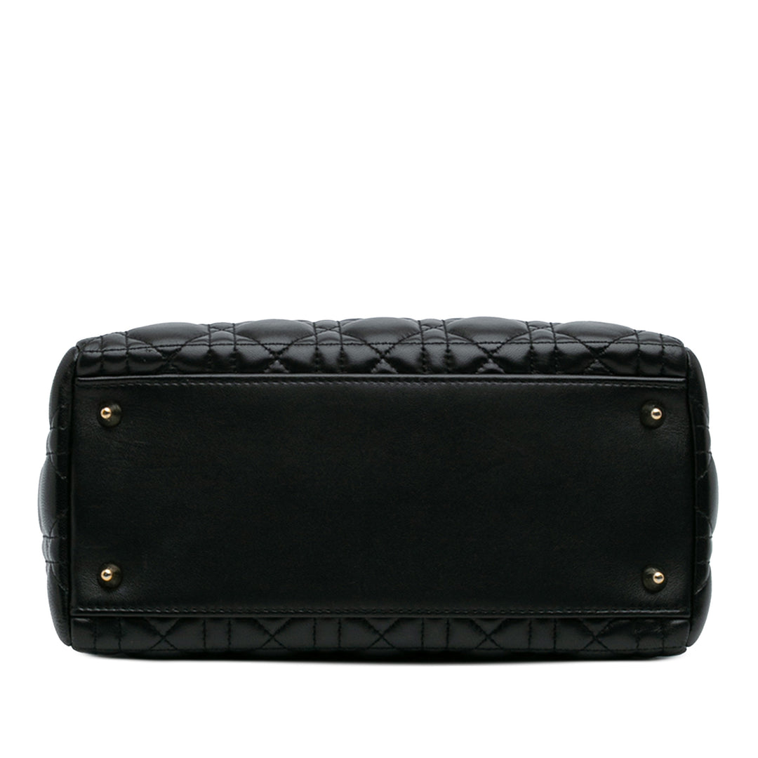 Dior Medium Cuir d’agneau Cannage Pearl Lady Dior Noir – GABY PARIS Authentique