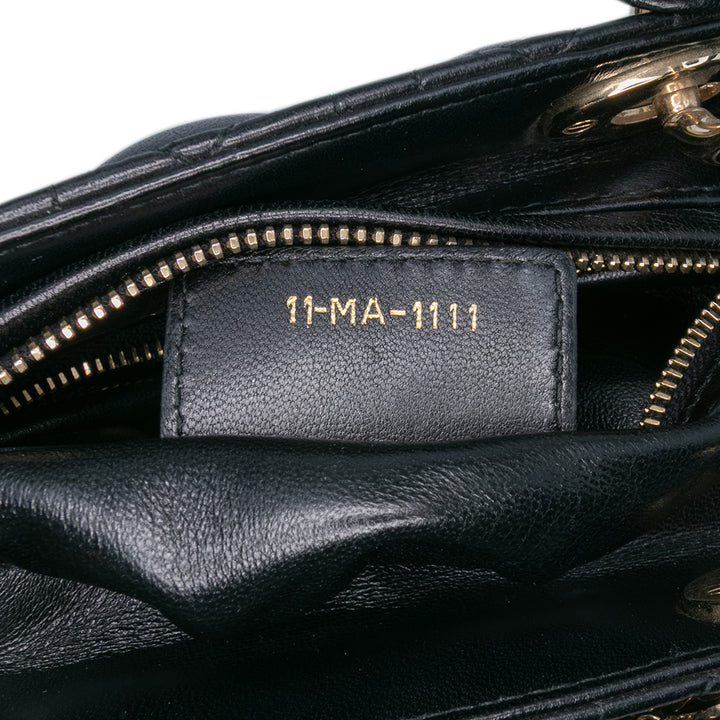 Dior Medium Cuir d’agneau Cannage Pearl Lady Dior Noir – GABY PARIS Authentique