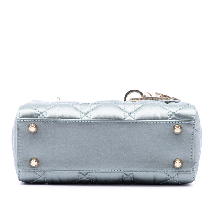 Dior Sac à main Lady Dior Cannage Swarovski Cristal Mini Gris – vue 3 – GABY PARIS