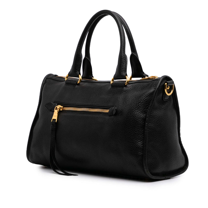 Vitello Phenix Convertible Satchel Black - Gaby Paris